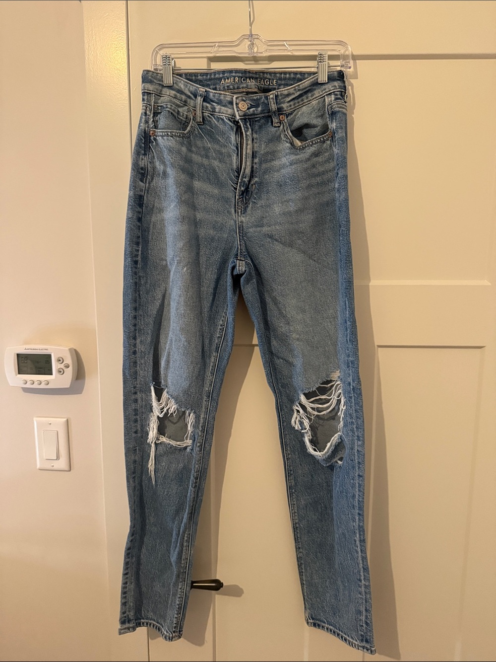 American Eagle Outfitters Skinny Ripped Jeans in Light Blue Wash